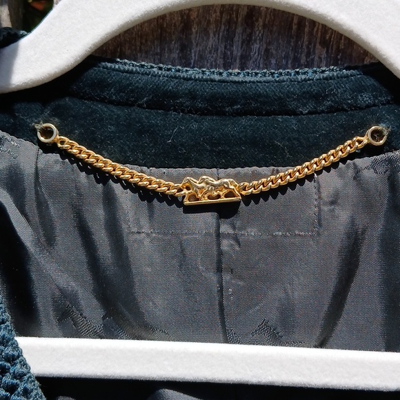 VTG Luxury Velvet Blazer Jacket Dark Forest Green Beaded Embroidered Exquisite M - Picture 7 of 15